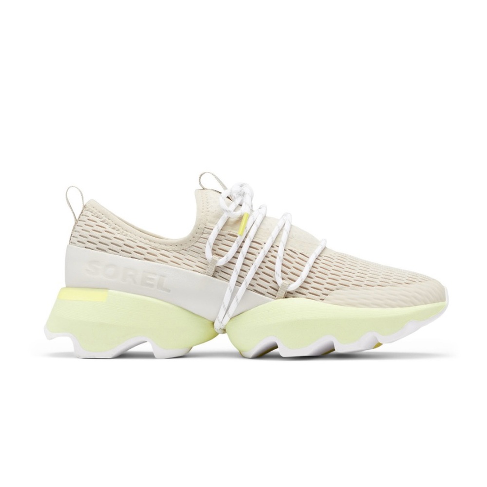 Sorel Women's Cream Knit Lace-Up Sneaker with Pale Yellow Sole size 8